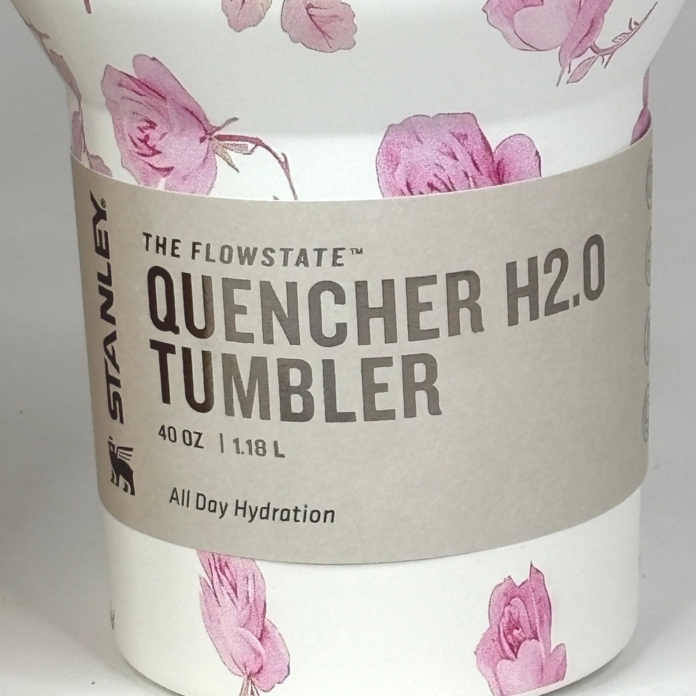 Stanley x LoveShackFancy 40oz Quencher H2.0 Tumbler Ribbon Rosa Pink Floral NEW - Picture 4 of 7